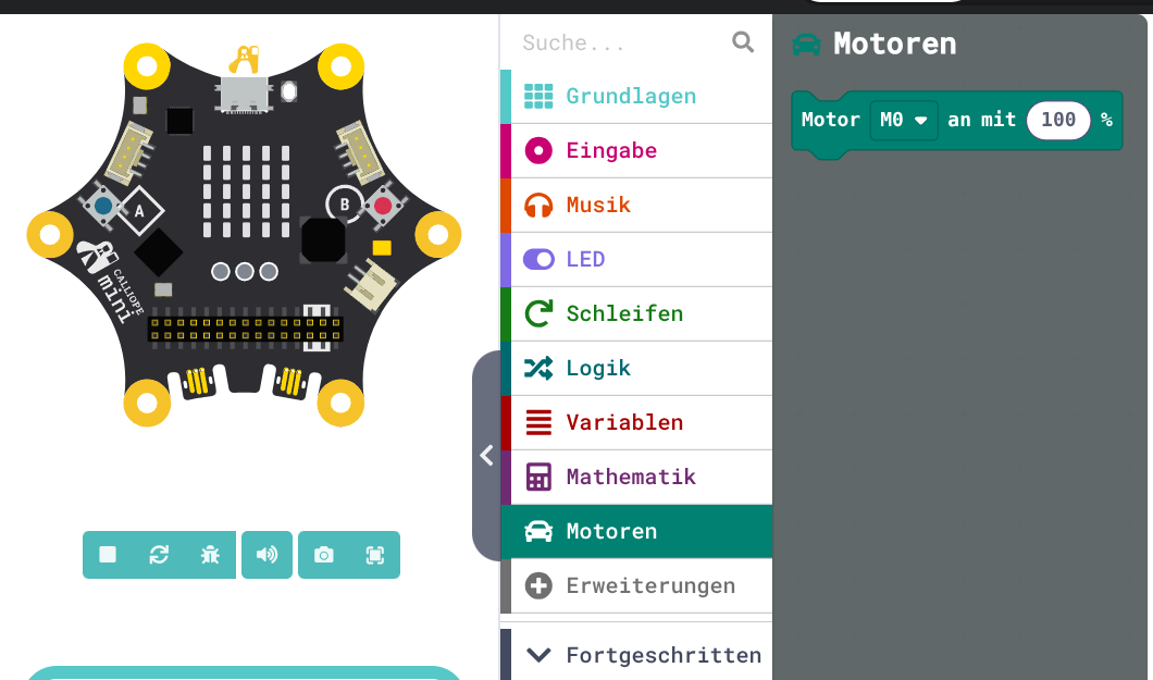 Nutze den Block aus dem "Motoren"-Menü.